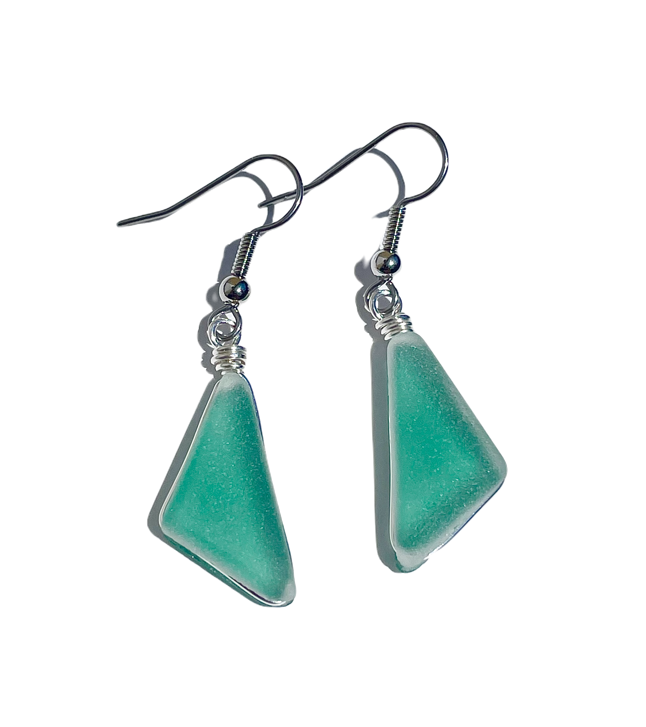 Sea Glass Earrings - Sea Foam Green