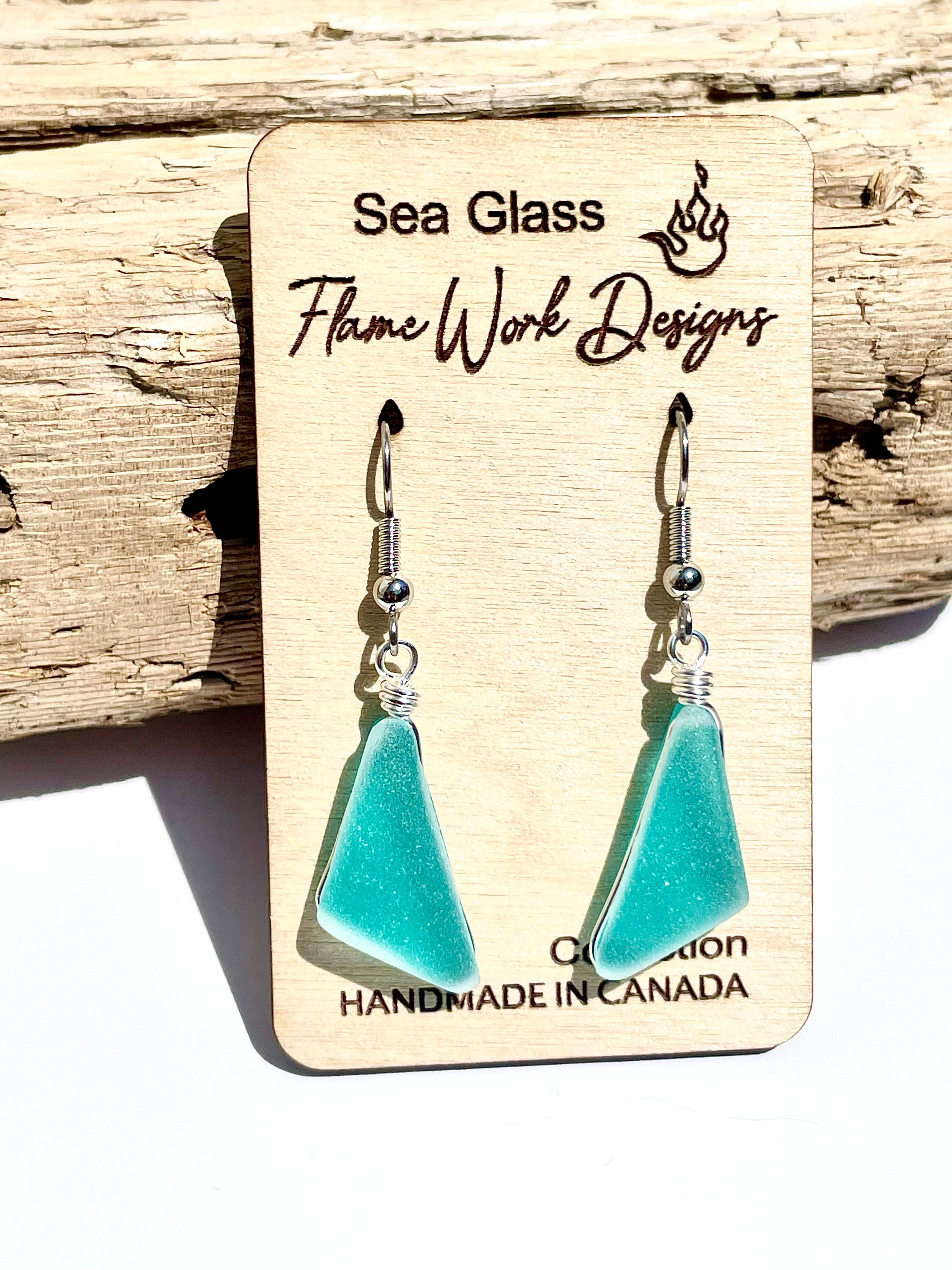 Sea Glass Earrings - Aqua