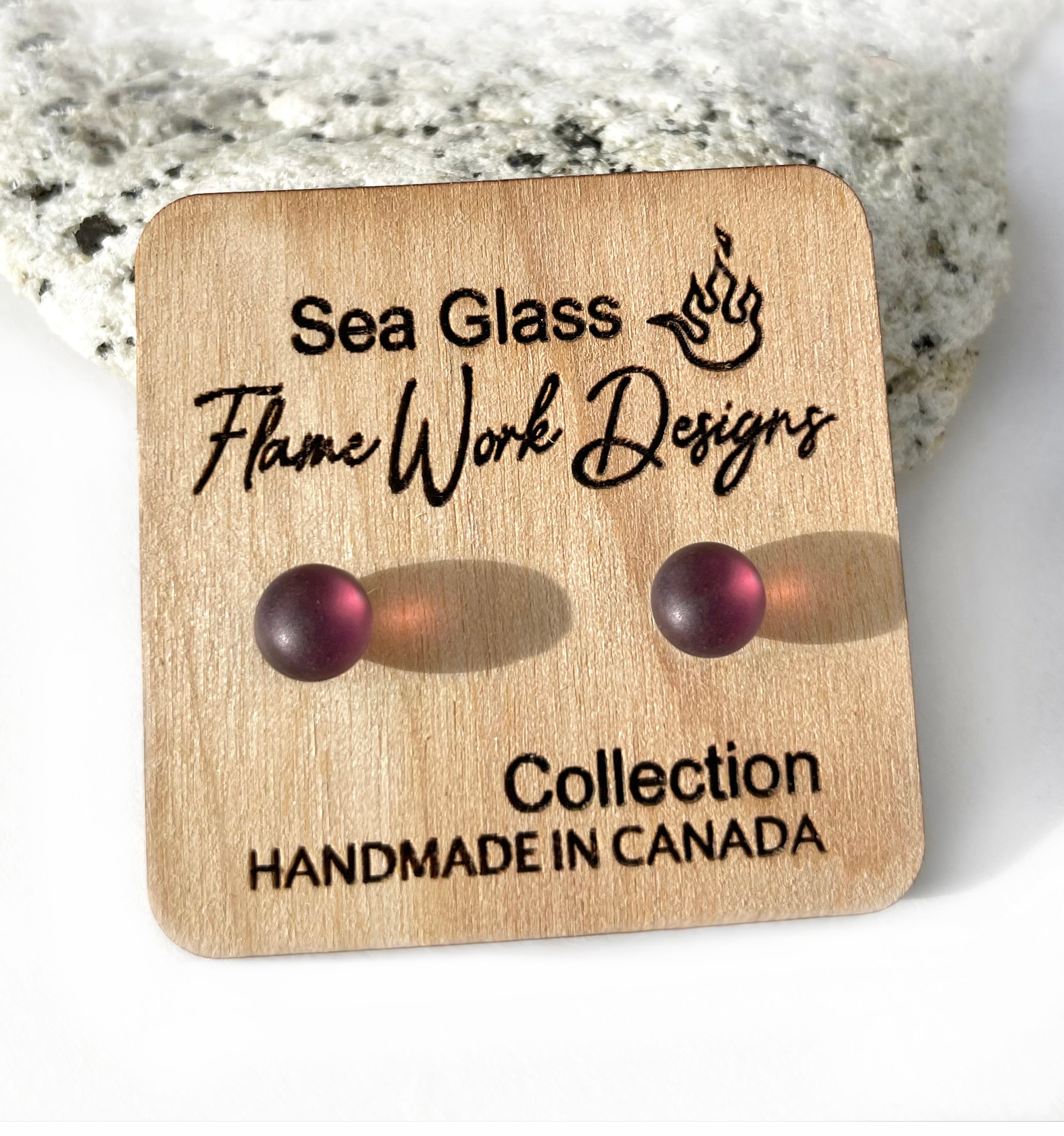 Sea Glass Studs - Amethyst