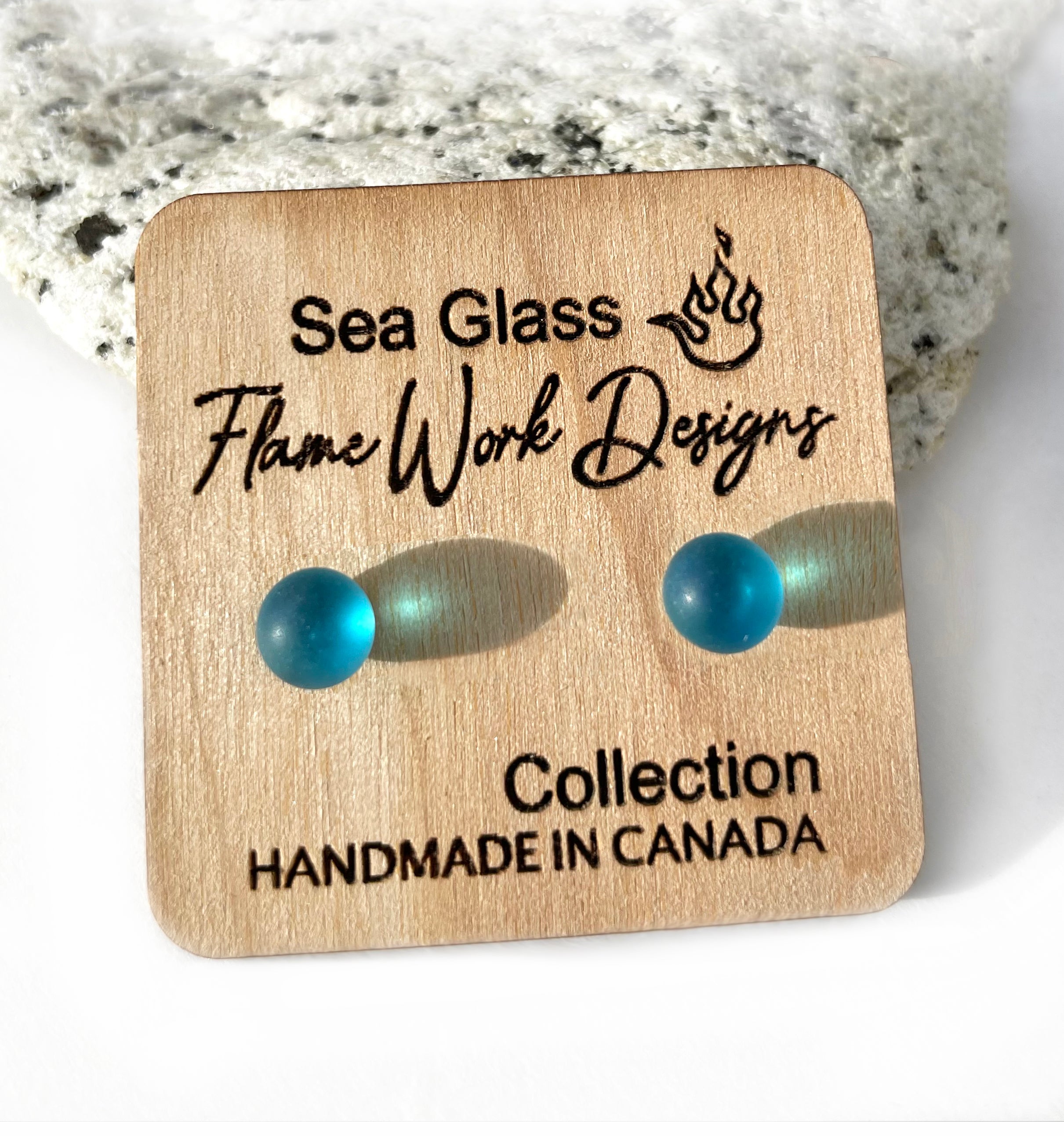 Sea Glass Studs - Aqua