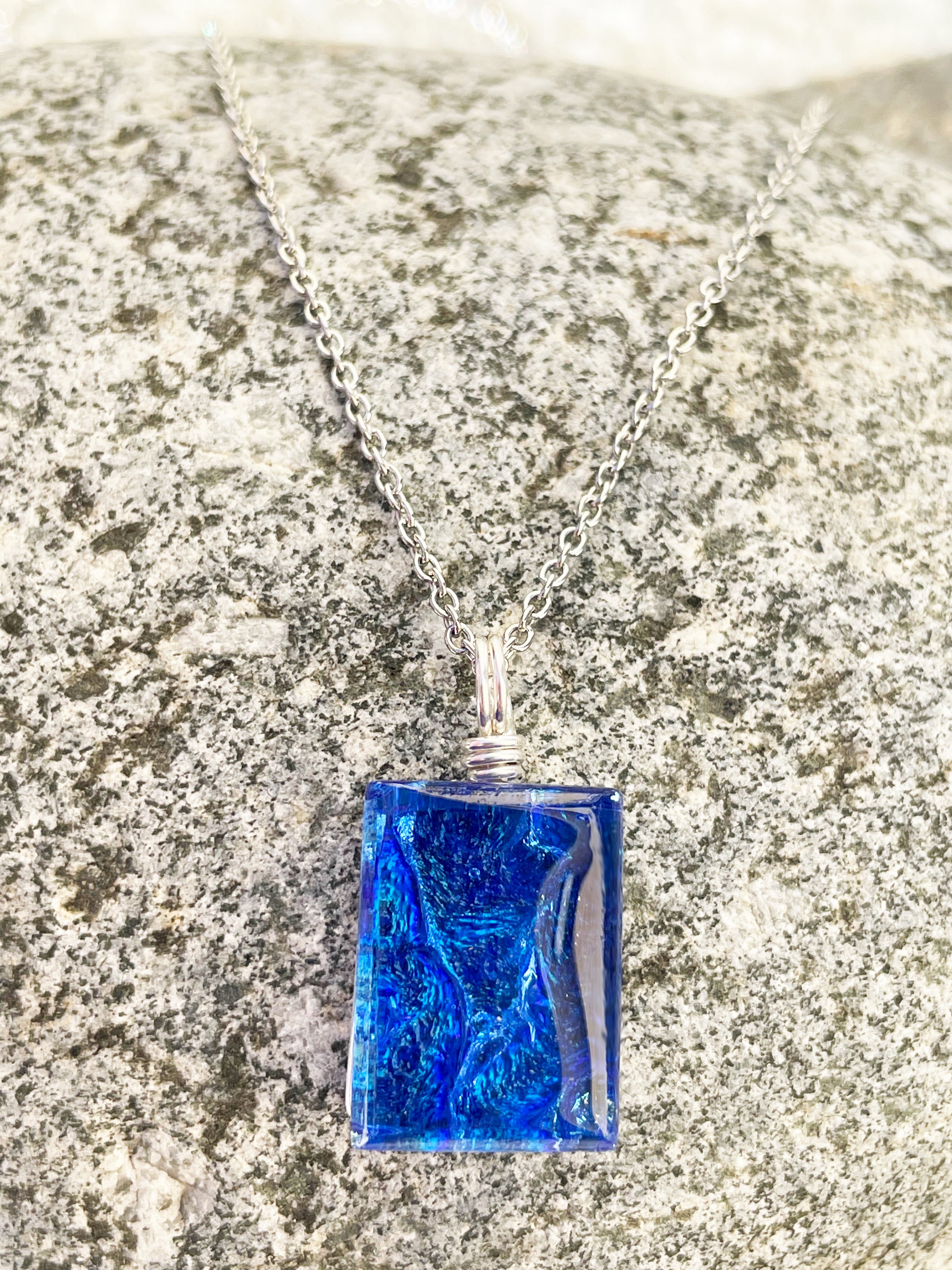 Dichroic Glass Pendant Set - Cobalt Blue