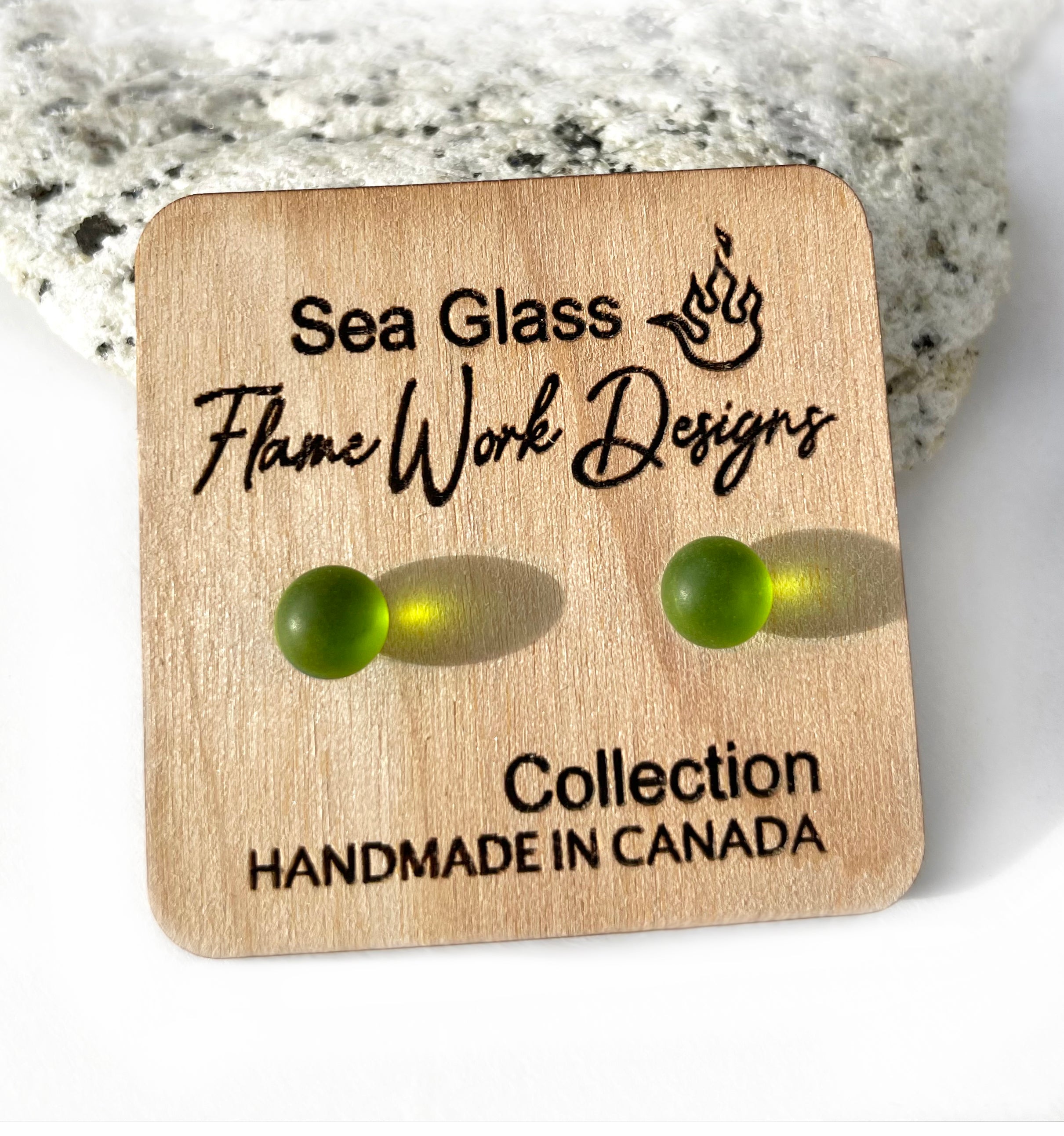 Sea Glass Studs - Green