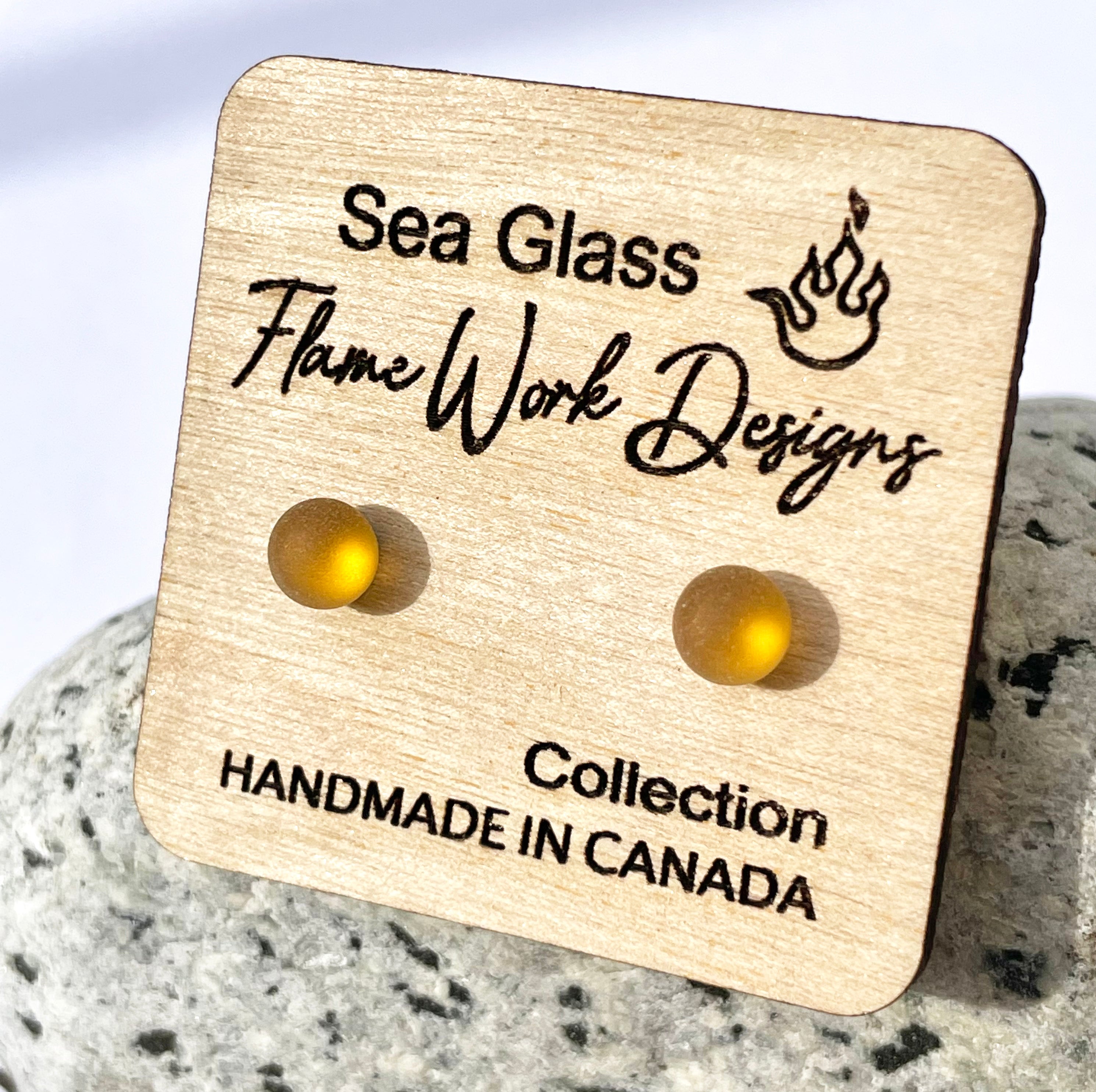 Sea Glass Studs - Honey