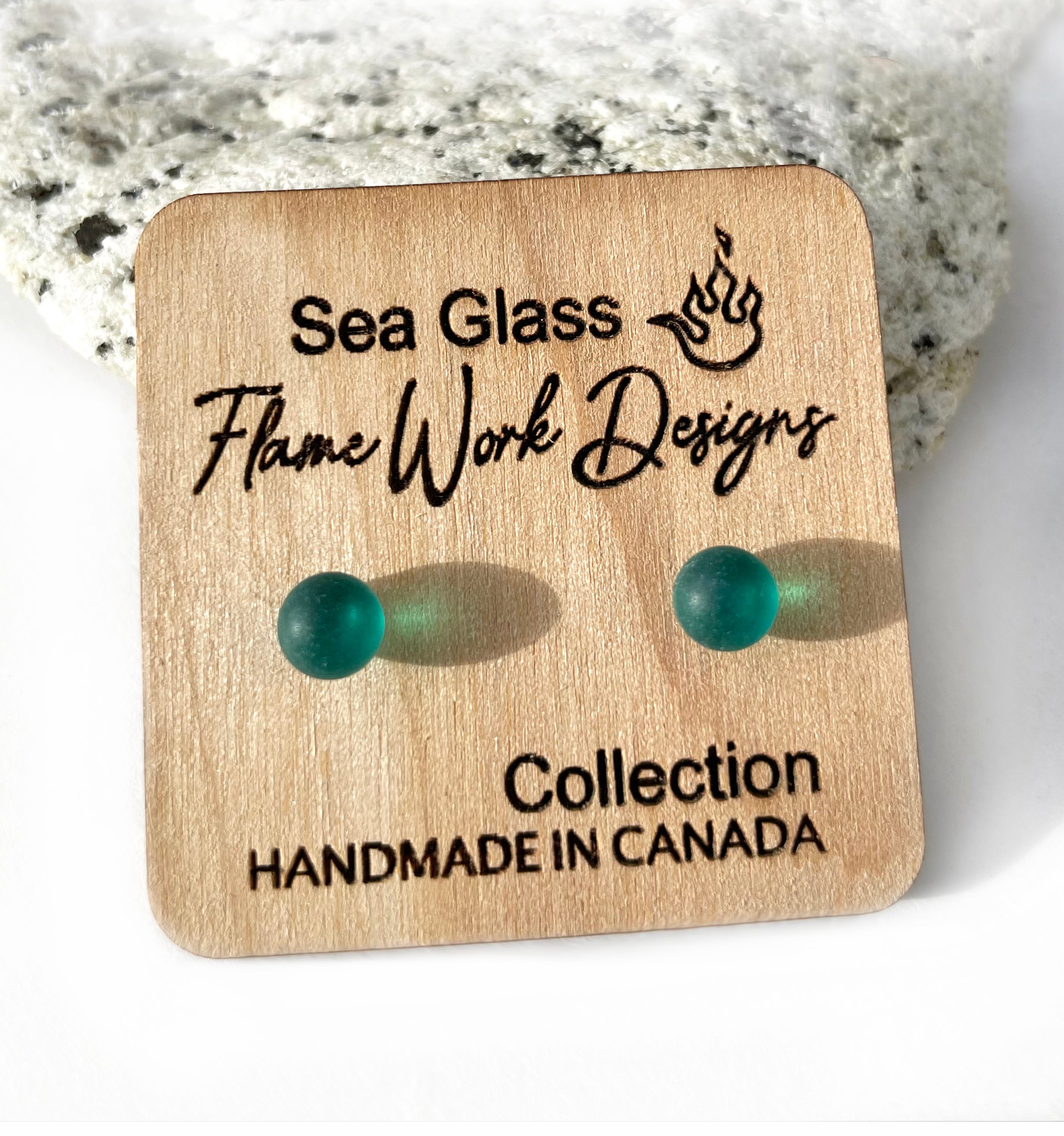 Sea Glass Studs - Teal