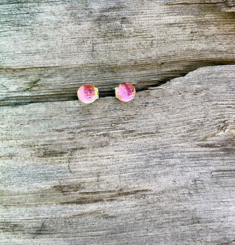 Set of Three Mini 5-6mm Dichroic Glass Studs - Purple Pastel SOLD OUT