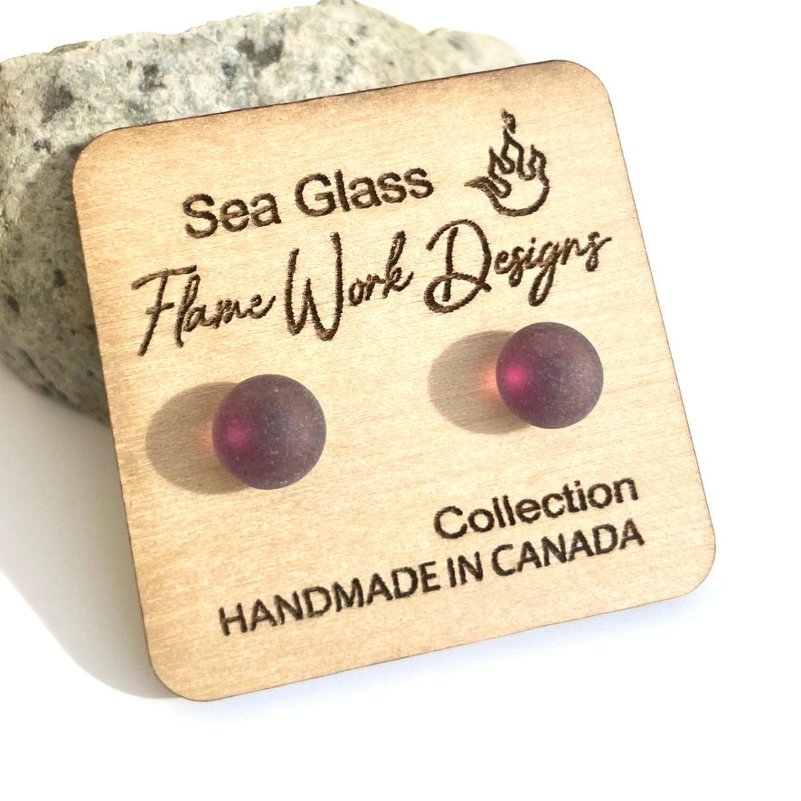 Sea Glass Studs - Amethyst