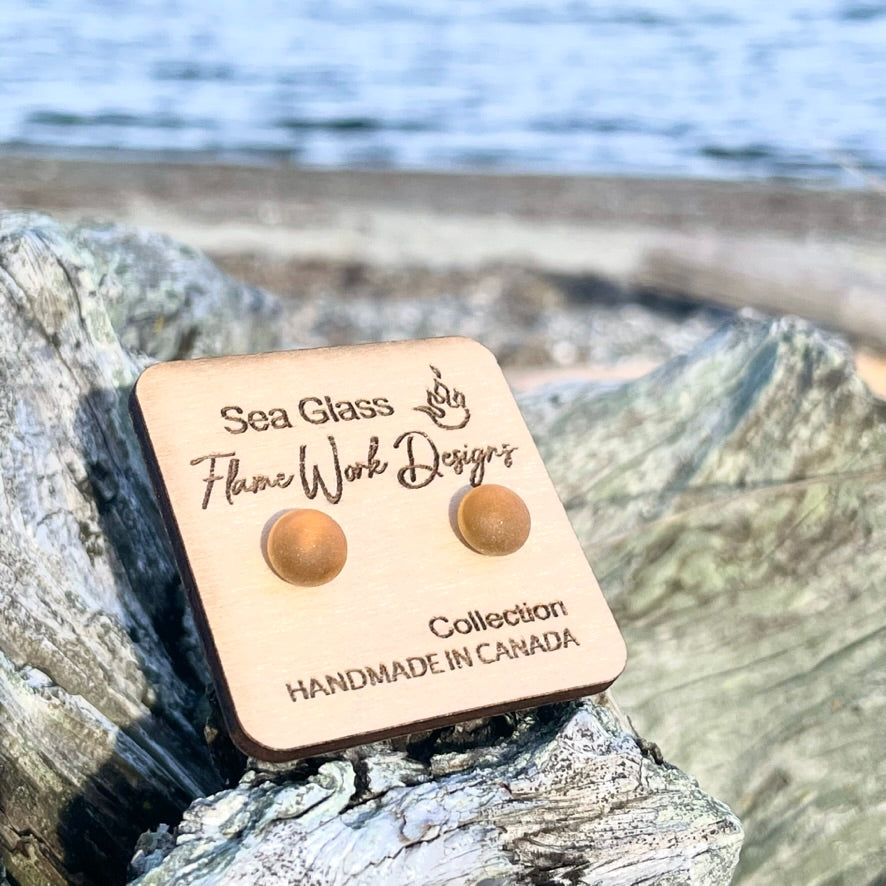 Sea Glass Studs - Honey