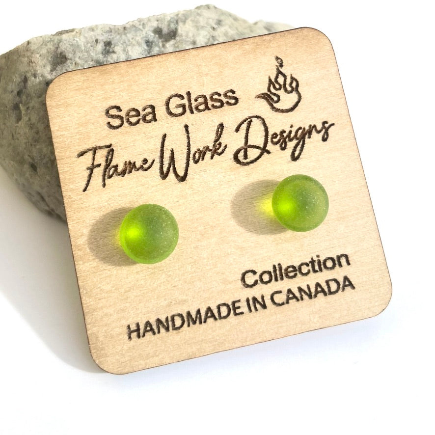 Sea Glass Studs - Green