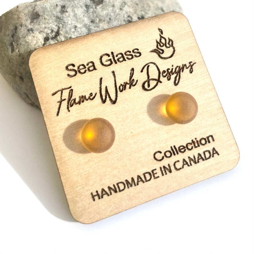 Sea Glass Studs - Honey