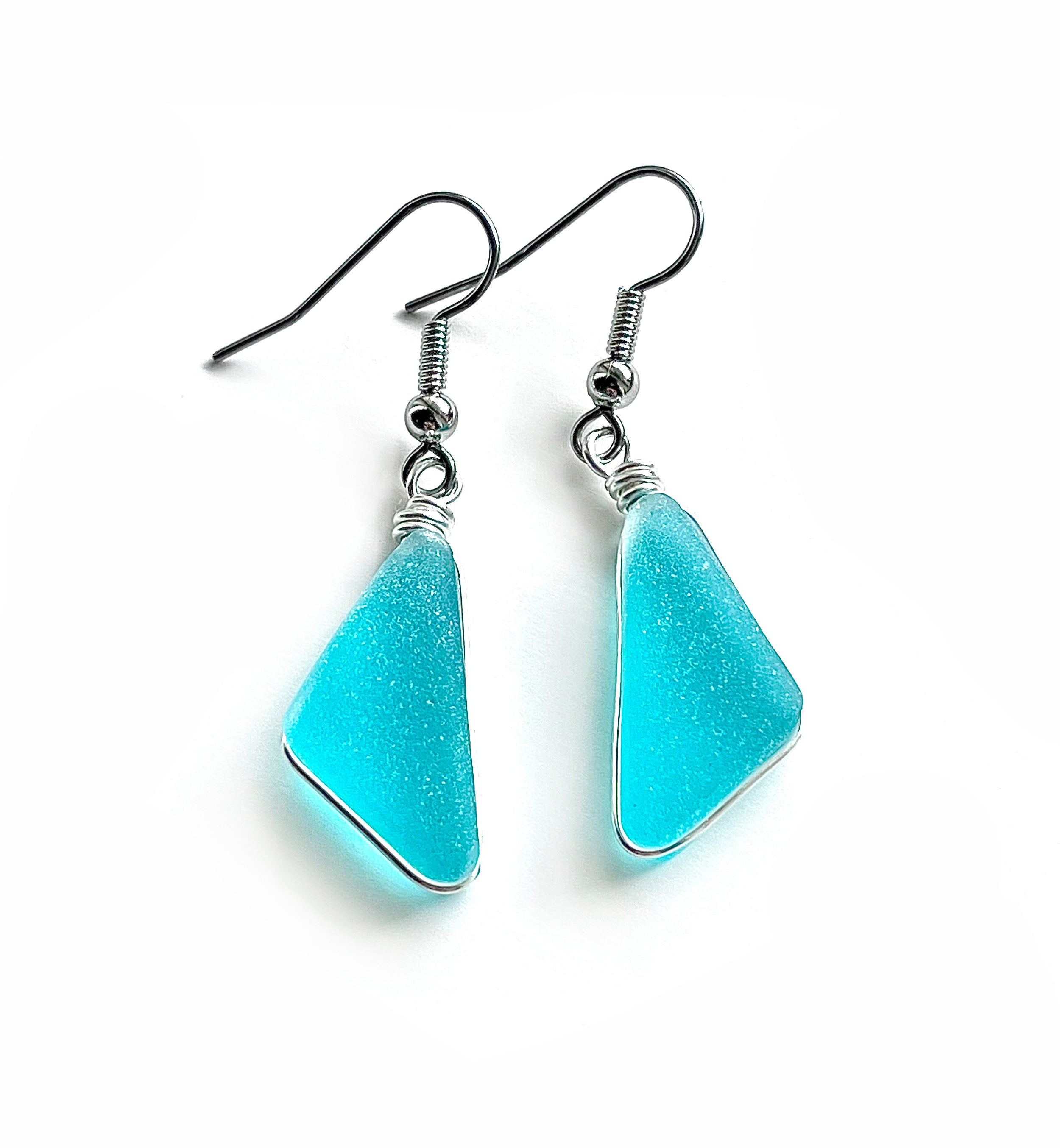 Sea Glass Earrings - Aqua