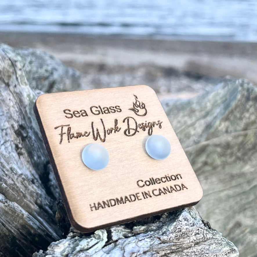 Sea Glass Studs - Clear