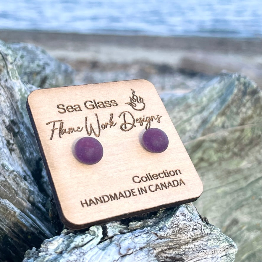 Sea Glass Studs - Amethyst