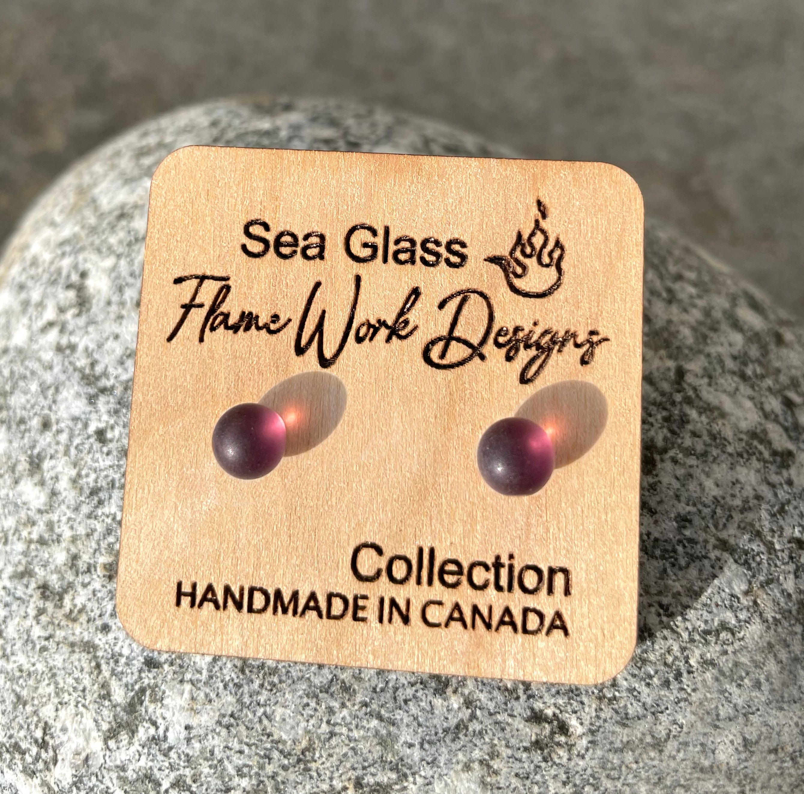 Sea Glass Studs - Amethyst