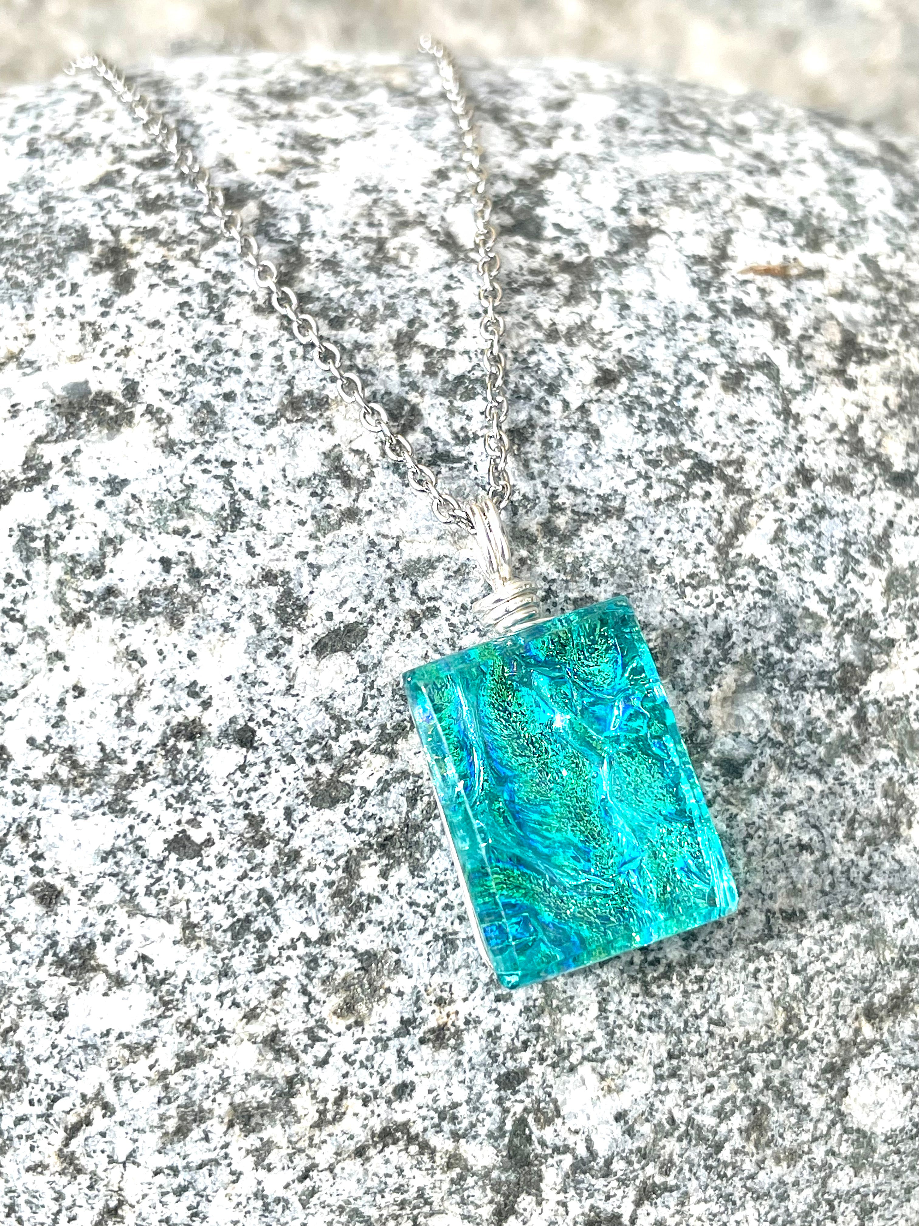 Dichroic Glass Pendant - Caribbean Blue