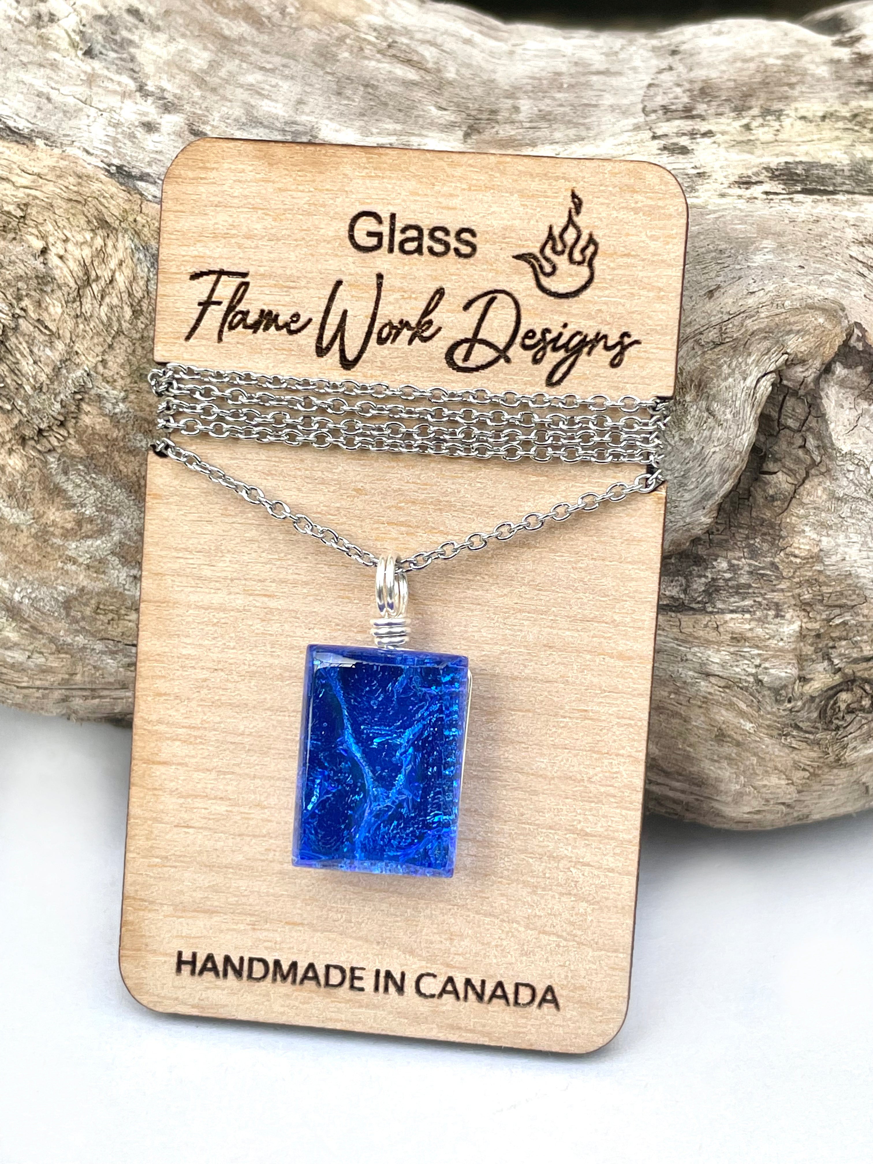 Dichroic Glass Pendant - Cobalt Blue