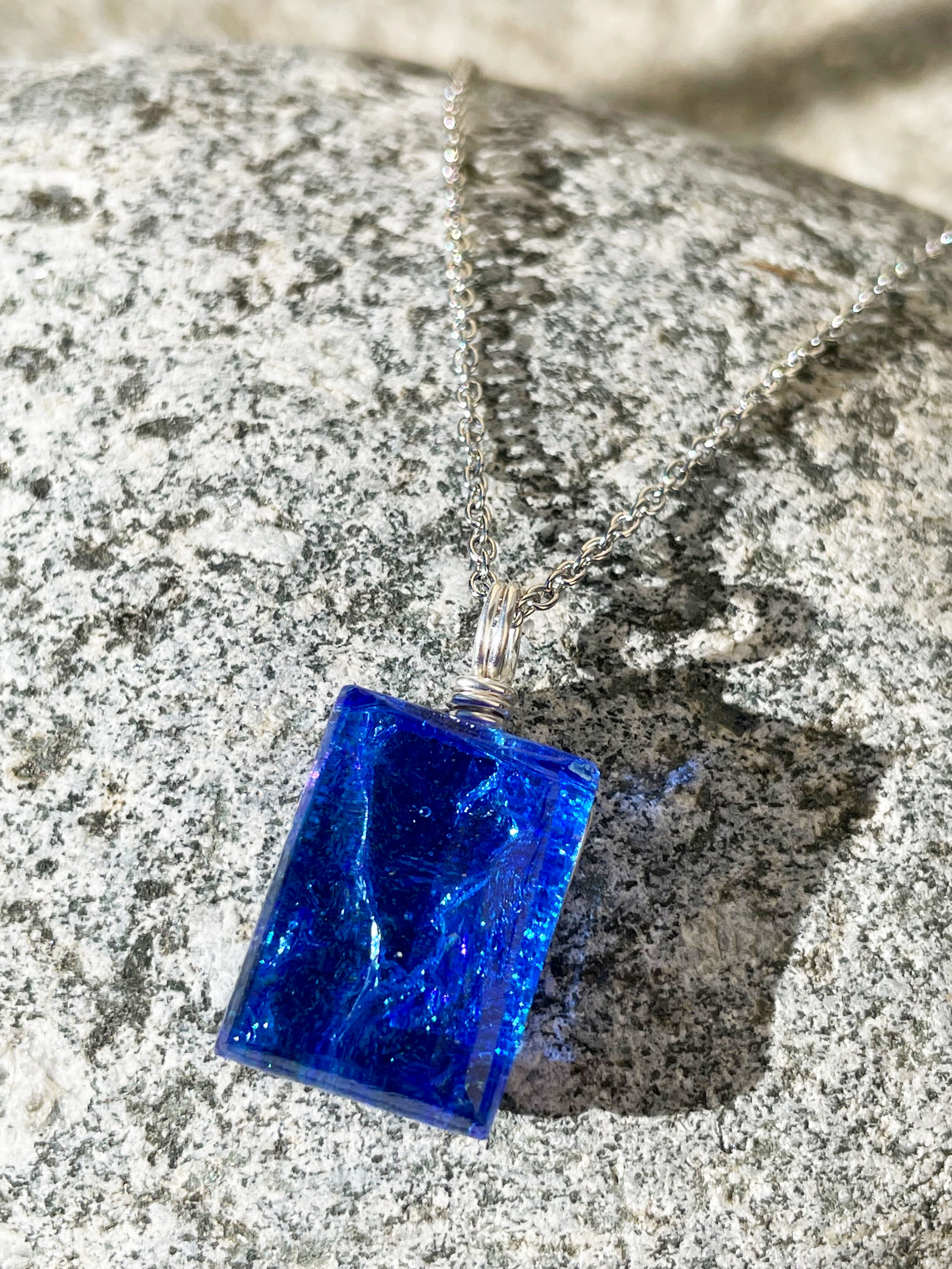 Dichroic Glass Pendant - Cobalt Blue