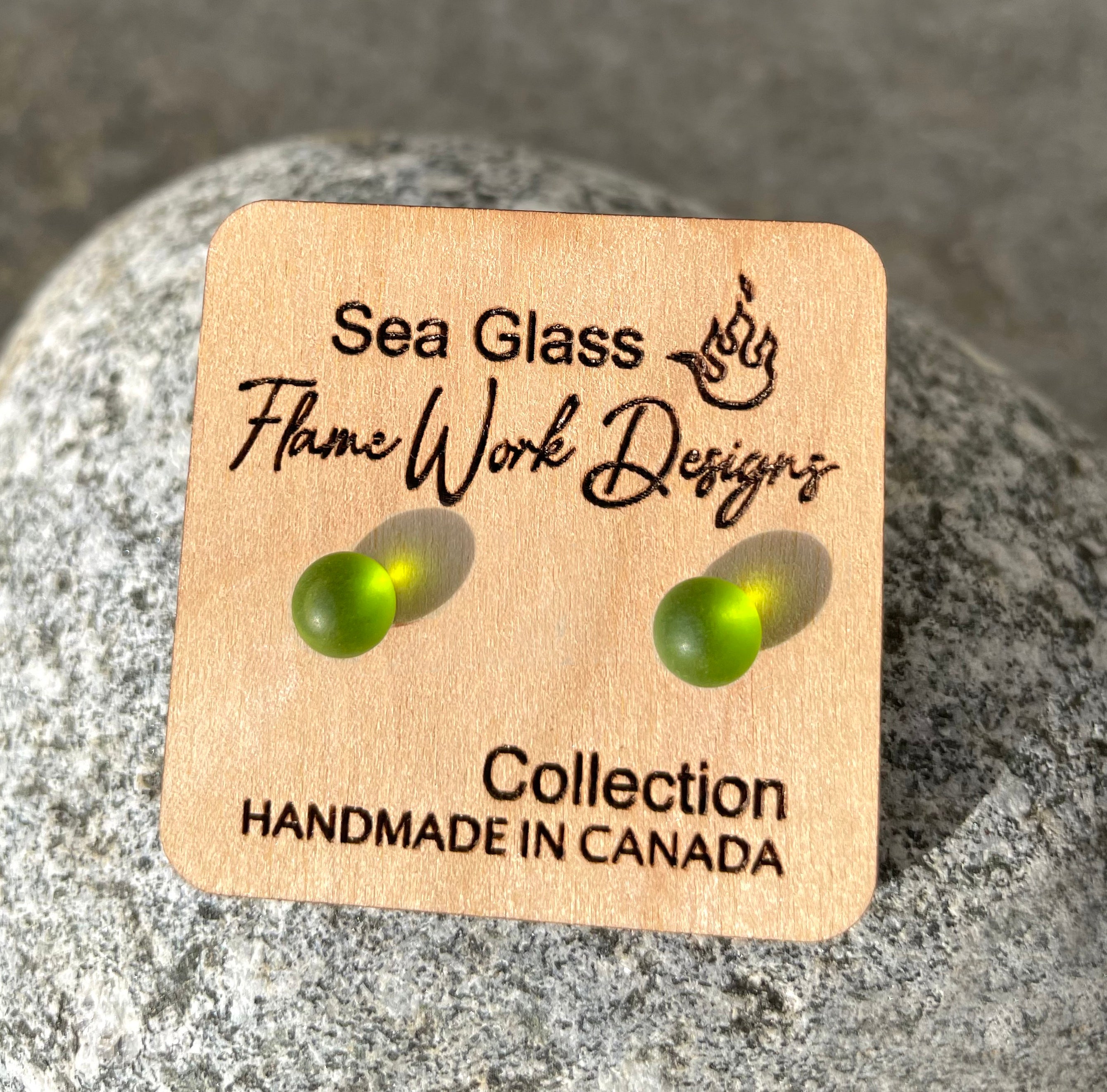 Sea Glass Studs - Green