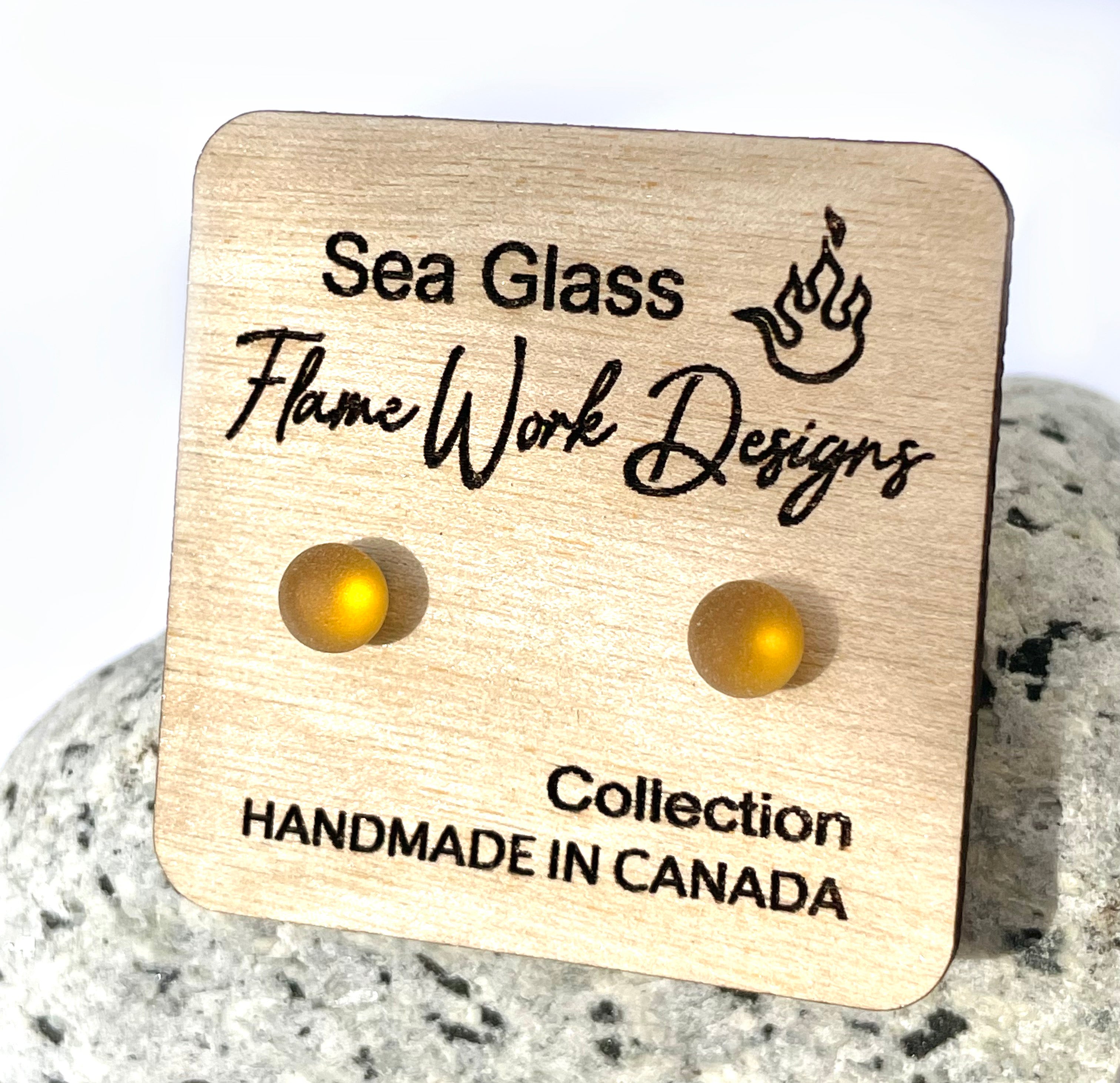 Sea Glass Studs - Honey