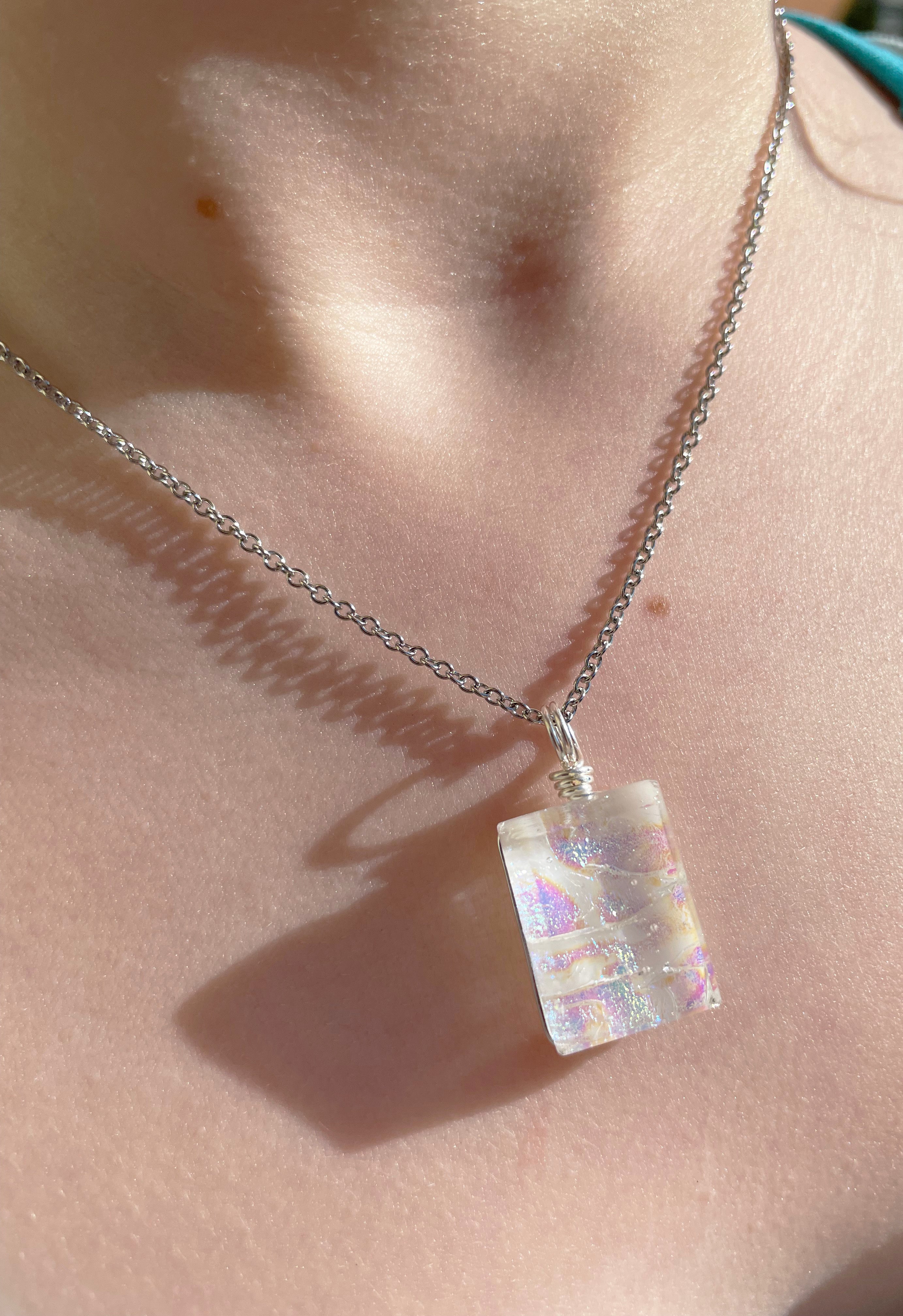 Dichroic Glass Pendant Set - Opal
