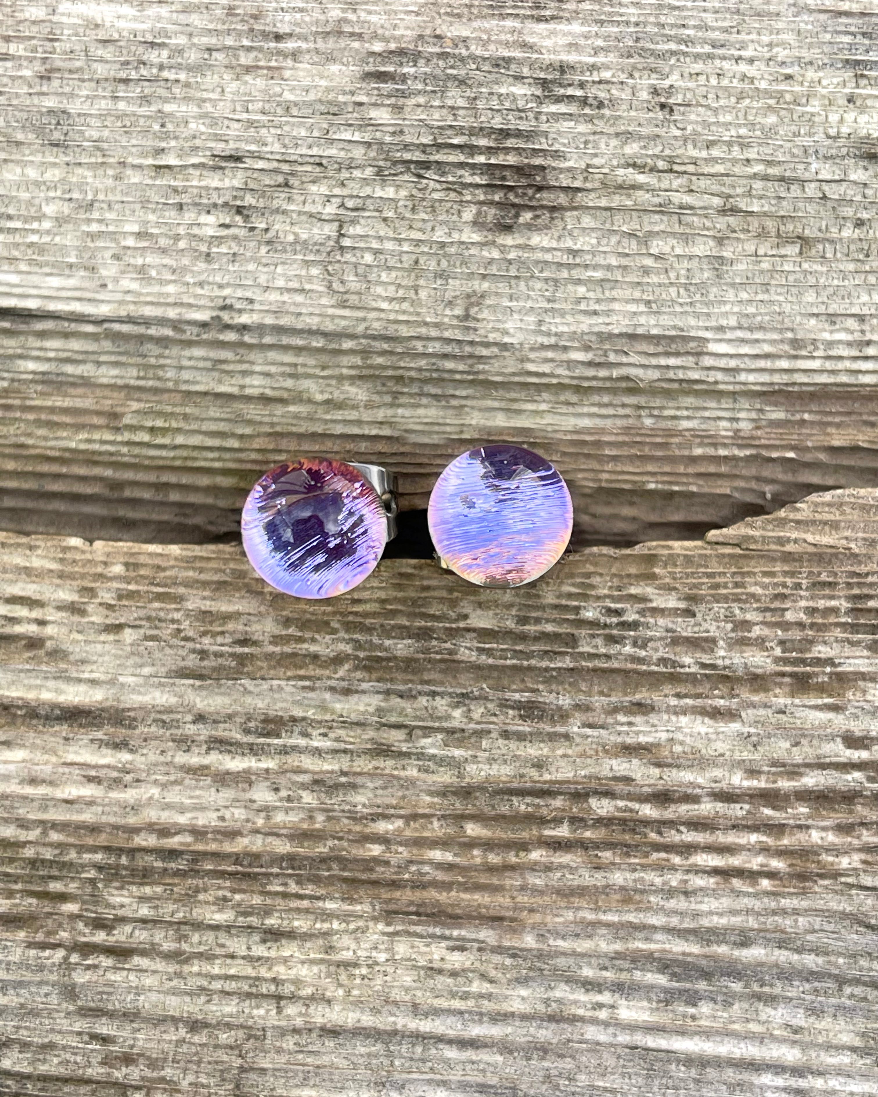 Set of Three Mini 5-6mm Dichroic Glass Studs - Purple Pastel SOLD OUT