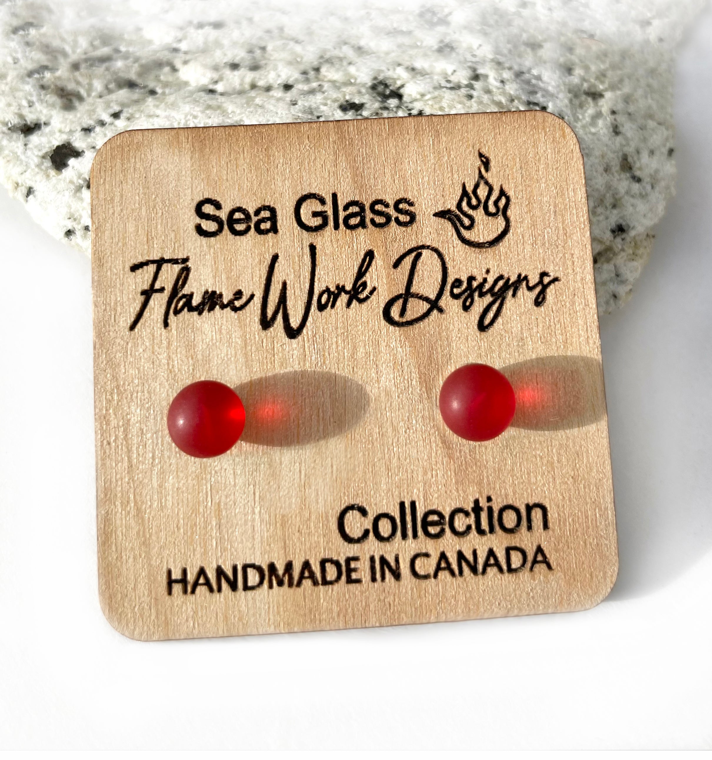 Sea Glass Studs - Red