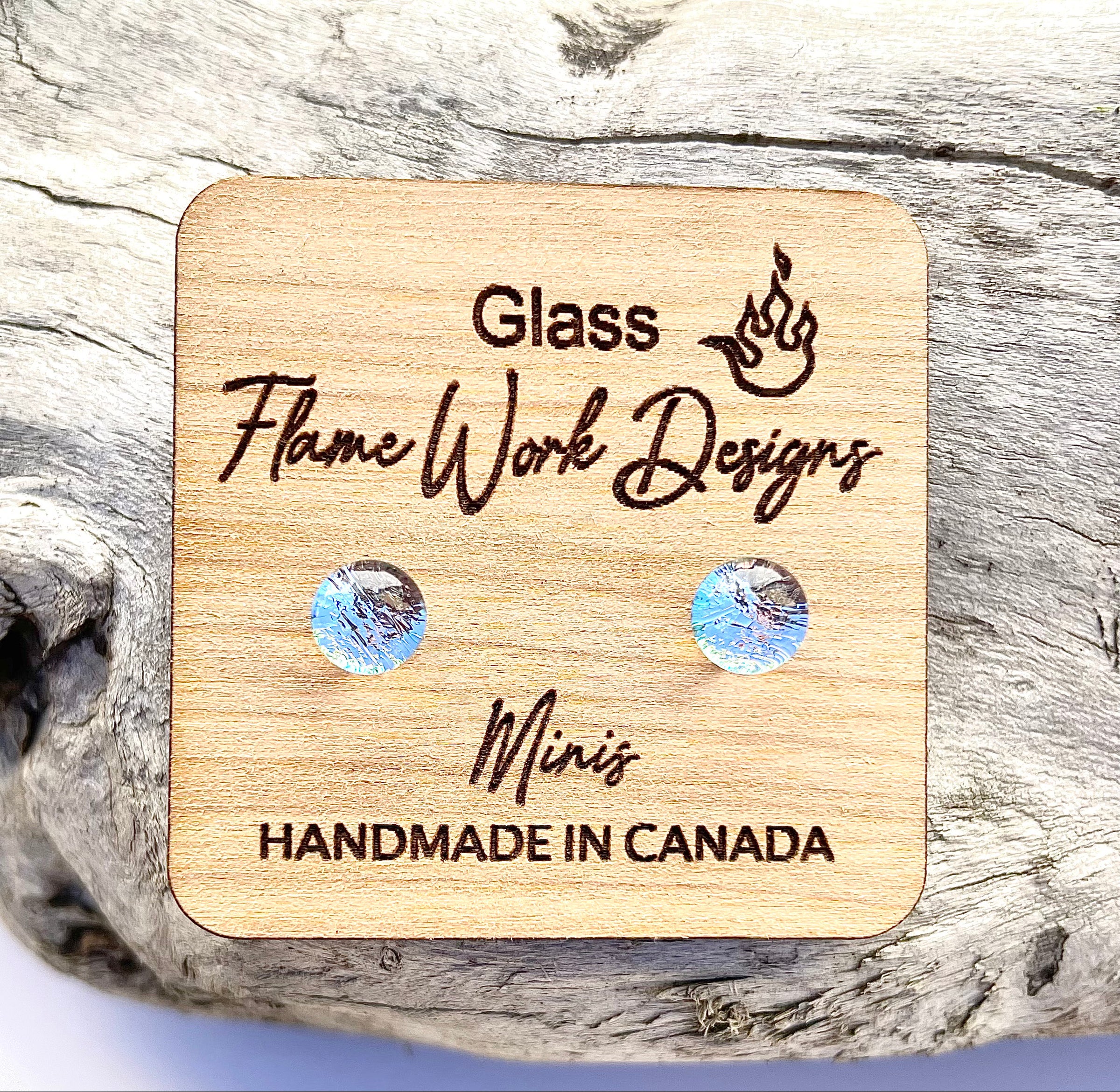 Dichroic Glass Studs, Silver 6mm Mini Glass Earrings