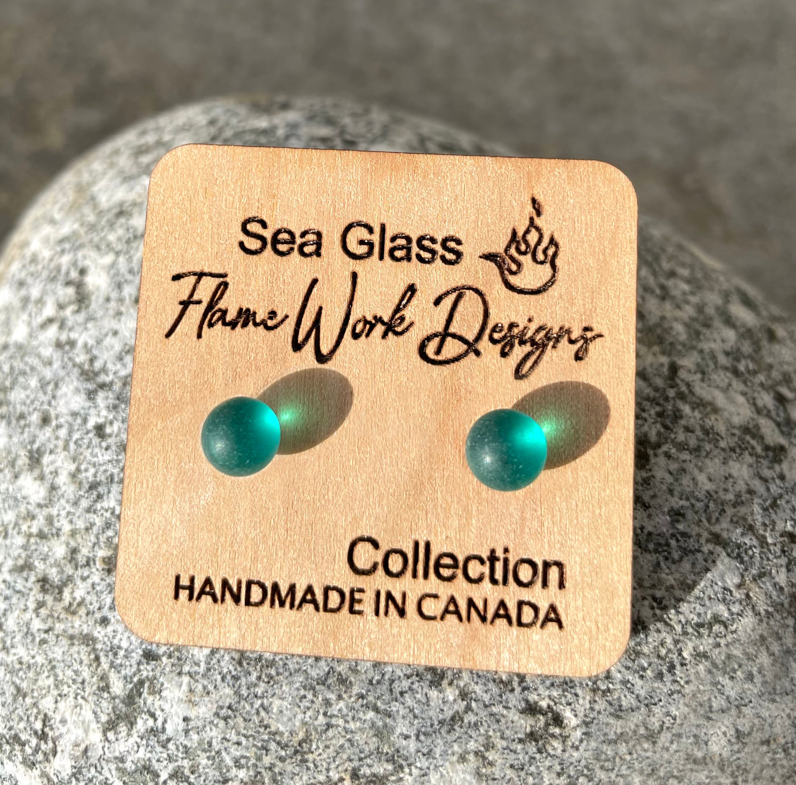 Sea Glass Studs - Teal