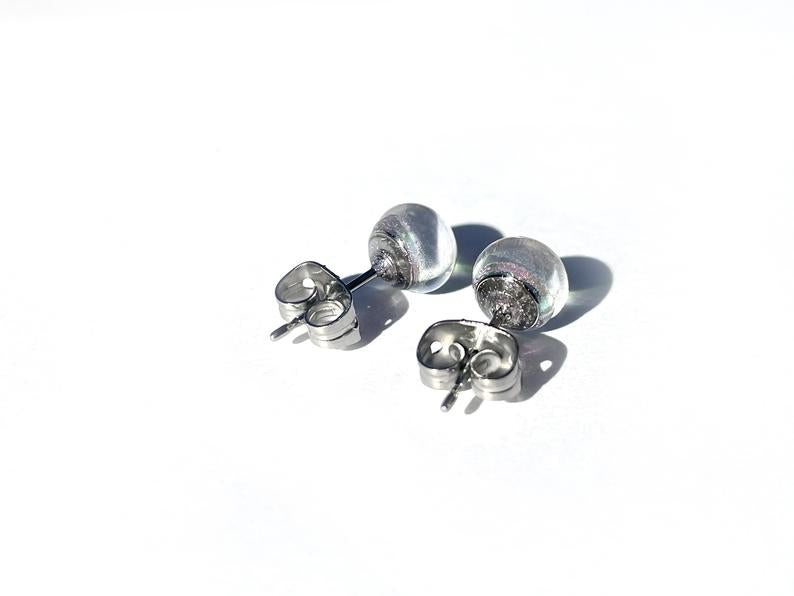 Dichroic Glass Studs, Bumbleberry Pie 6mm Mini Glass Earrings